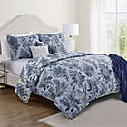 Alternate image 1 for Pines and Flowers 7-Piece Reversible Full/Queen Quilt Set in Grey/Blue