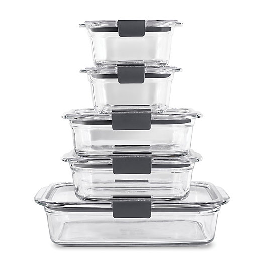 Alternate image 1 for Rubbermaid® Brilliance 10-Piece Glass Storage Containers Set