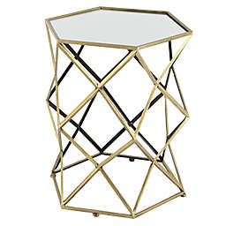 Ridge Road Décor Geometric Metal Accent Table in Gold
