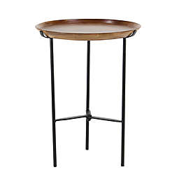 Ridge Road Décor 16-Inch Round Accent Table in Brown