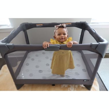 4moms&reg; Breeze&reg; GO Playard in Grey. View a larger version of this product image.