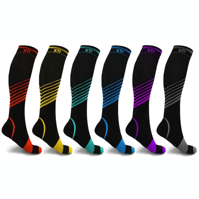Sport 6Pack Nylon Medium Knee High Compression Socks Bed Bath & Beyond