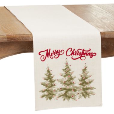 Saro Lifestyle Christmas Trees 72-Inch Table Runner in Natural | Bed ...