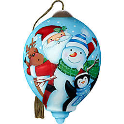 Ne'Qwa Art® Santa's Polar Pals 3-Inch Glass Christmas Ornament in Blue