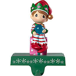 Precious Moments "Be Merry" Elf Resin Stocking Holder in Green/Red