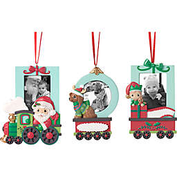 Precious Moments® Train Set Photo Frame 5-Inch Christmas Ornaments in Red (Set of 3)