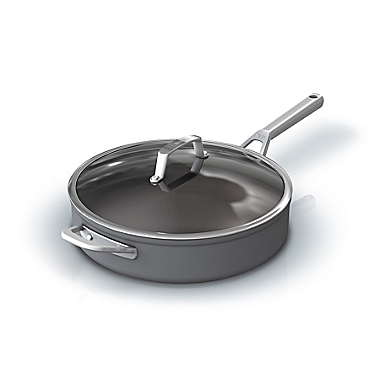 Gray Anolon Authority Hard-Anodized Nonstick 4-Quart Covered Chefs Pan with Helper Handle 