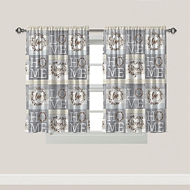 Laural Home&reg; Loving Home 2-Pack 45-Inch Bath Window Curtain Panels in Grey/White. View a larger version of this product image.