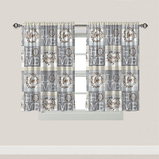 Alternate image 1 for Laural Home® Loving Home 2-Pack 45-Inch Bath Window Curtain Panels in Grey/White