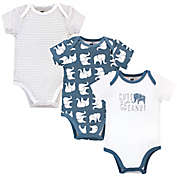 Hudson Baby&reg; Size 0-3M 3-Pack Blue Elephant Short Sleeve Bodysuits