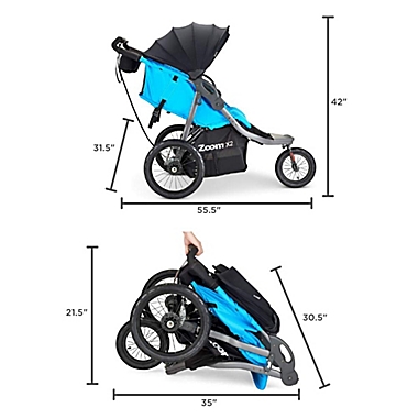 Joovy&reg; Zoom X2&trade; Double Jogging Stroller in Glacier. View a larger version of this product image.