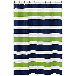 Sweet Jojo Designs Striped Shower Curtain in Navy/Lime
