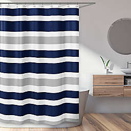 Sweet Jojo Designs Navy and Grey Stripe Shower Curtain