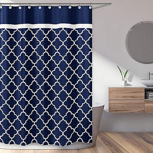 Sweet Jojo Designs Navy Blue And White, Dark Blue And White Shower Curtain