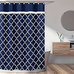 Sweet Jojo Designs Navy Blue and White Trellis Shower Curtain
