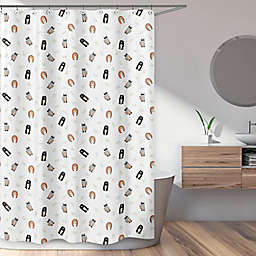 Sweet Jojo Designs Woodland Pals Shower Curtain in Beige/Black