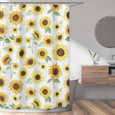 yellow and green shower curtain