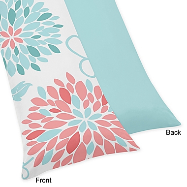 Sweet Jojo Designs Emma Body Pillow Case in White/Turquoise. View a larger version of this product image.