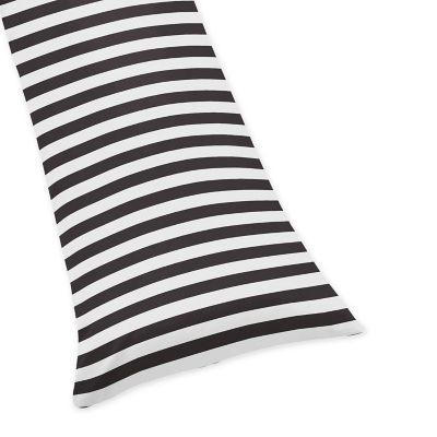 Sweet Jojo Designs Paris Striped Body Pillowcase in Black/White