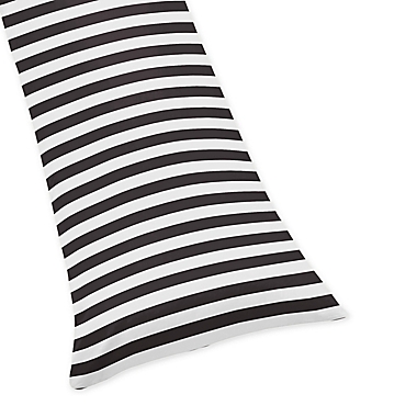 Sweet Jojo Designs Paris Striped Body Pillowcase in Black/White. View a larger version of this product image.