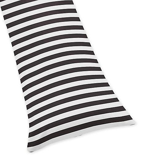 Alternate image 1 for Sweet Jojo Designs Paris Striped Body Pillowcase in Black/White