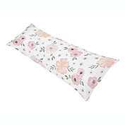 Sweet Jojo Designs&reg; Watercolor Floral Reversible Body Pillow Cover in Pink/Grey