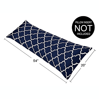 Sweet Jojo Designs&reg; Navy And White Trellis Body Pillowcase in Navy. View a larger version of this product image.