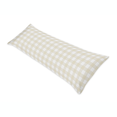 Sweet Jojo Designs&reg; Woodland Camo Buffalo Plaid Body Pillowcase in Beige/White. View a larger version of this product image.
