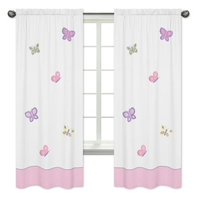Sweet Jojo Designs&reg; Butterfly Window Curtain Panel Pair in Pink/Purple