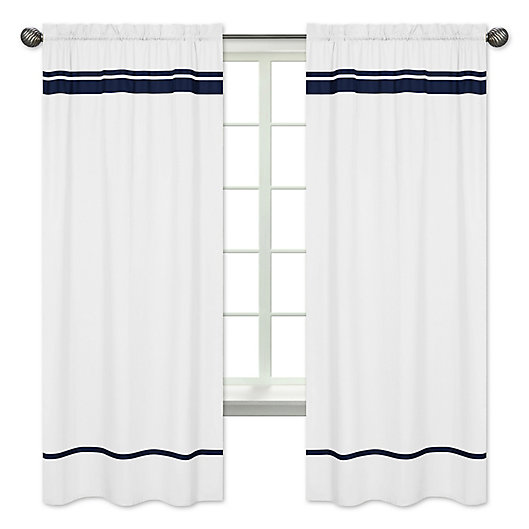 Alternate image 1 for Sweet Jojo Designs Hotel Window Panels in White/Navy (Set of 2)