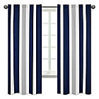 Alternate image 0 for Sweet Jojo Designs Navy and Grey Stripe Window Panel Pair