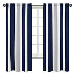 Sweet Jojo Designs Navy and Grey Stripe Window Panel Pair
