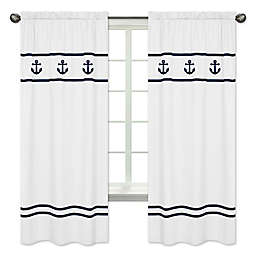 Sweet Jojo Designs Anchors Away Window Panel Pair in White/Navy