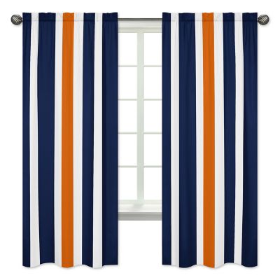 Sweet Jojo Designs Navy and Orange Stripe 84-Inch Window Panels (Set of 2)
