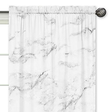 Sweet Jojo Designs Marble 84-Inch Window Panels in Black/White (Set of 2). View a larger version of this product image.