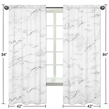 Sweet Jojo Designs Marble 84-Inch Window Panels in Black/White (Set of 2). View a larger version of this product image.