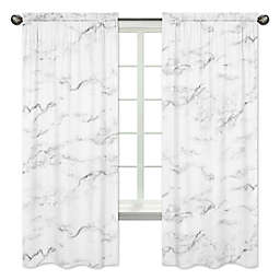 Sweet Jojo Designs Marble 84-Inch Window Panels in Black/White (Set of 2)
