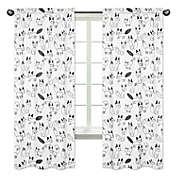 Sweet Jojo Designs&reg; Fox Print 84-Inch Window Panels in Black/White (Set of 2)