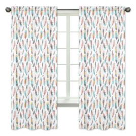 Window Treatment Panels For Sweet Jojo Grey Turquoise Coral Feather Bedding Set 