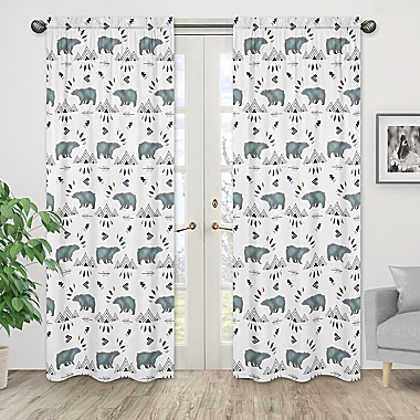 Sweet Jojo Designs Bear Mountain 84-Inch Window Panels in Blue/Black (Set of 2). View a larger version of this product image.