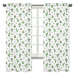 Sweet Jojo Designs Cactus Floral 84-Inch Rod Pocket Window Curtain Panel Pair