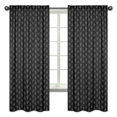 Sweet Jojo Designs Rustic Patch 2-Pack Arrow 84-Inch Window Curtain Panels in Black/White