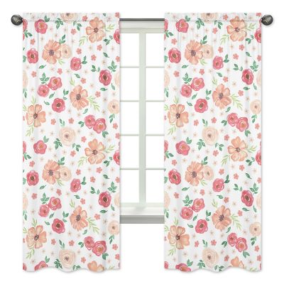 Sweet Jojo Designs&reg; Watercolor Floral 84-Inch Window Curtain Panel Pair