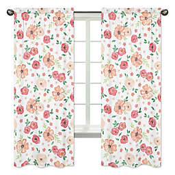 Sweet Jojo Designs® Watercolor Floral 84-Inch Window Curtain Panel Pair