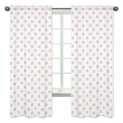 Sweet Jojo Designs&reg; Baseball Patch 84-Inch Window Curtain Panel Pair in Red/White