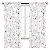 Sweet Jojo Designs Watercolor Floral 84-Inch Window Panels in Lavender/Grey (Set of 2)