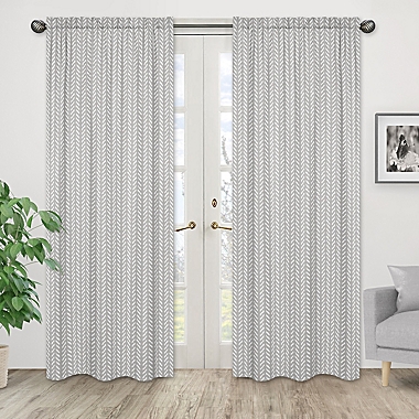 Sweet Jojo Designs Herringbone 84-Inch Window Curtain Panels in Grey (Set of 2). View a larger version of this product image.