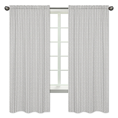 Sweet Jojo Designs Herringbone 84-Inch Window Curtain Panels in Grey (Set of 2). View a larger version of this product image.