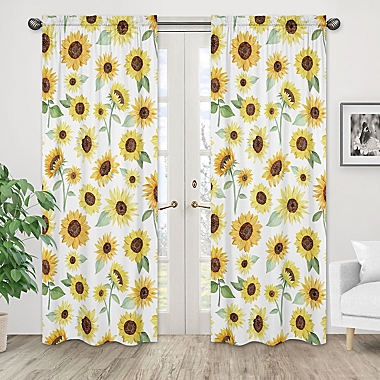 Sweet Jojo Designs Sunflower 84-Inch Window Curtain Panels in Yellow/Green (Set of 2). View a larger version of this product image.