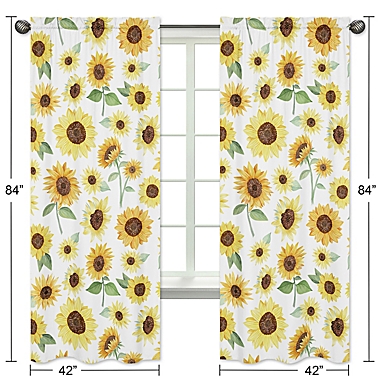 Sweet Jojo Designs Sunflower 84-Inch Window Curtain Panels in Yellow/Green (Set of 2). View a larger version of this product image.